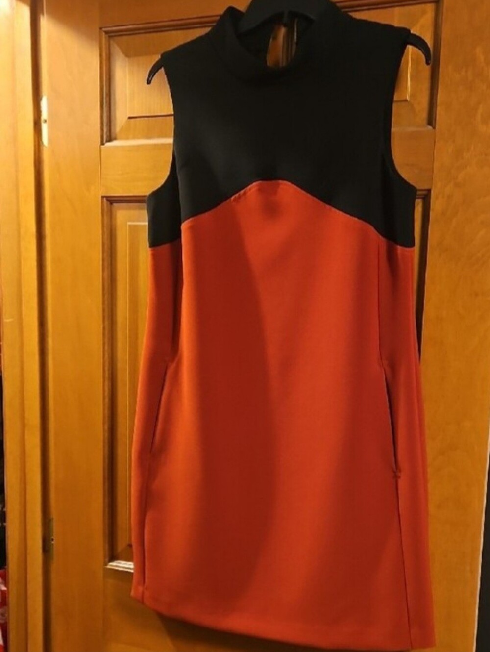 Alfani Black & Rust Shift Mini Dress